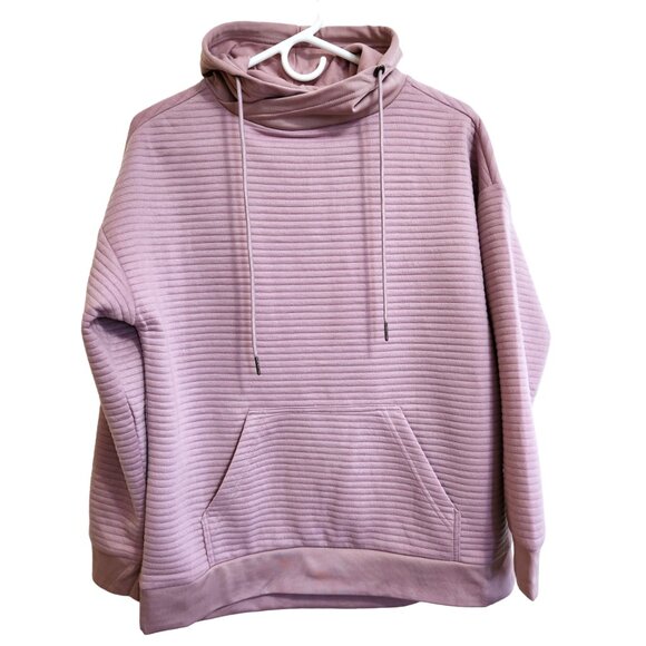 Sweatshirt Project Drop Shoulder Dusty Pink Pullover Cross Neck Hoodie Size S - Picture 1 of 11